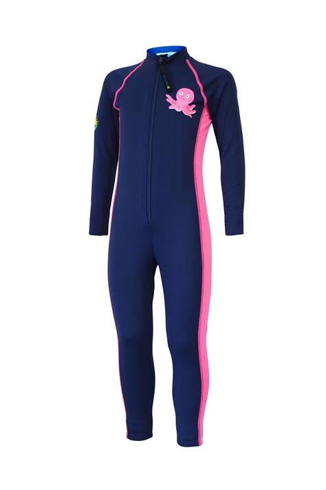 Girls Full Body Swimsuit Stinger Suit Uv Protection Upf50 Navy Pink Octopus Chlorine Resistant