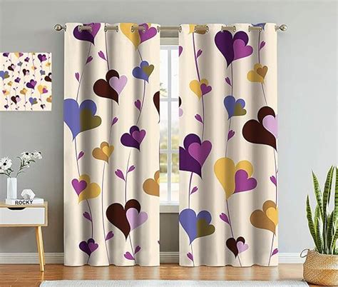 Hearts Thermal Insulated Curtains Valentine Cute Big And Little Hearts