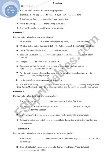 Review Esl Worksheet By Maria Berri