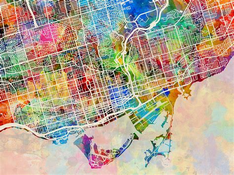 Toronto Street Map Digital Art By Michael Tompsett Pixels