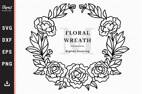 Home Décor Floral Wreath Svg Peony Floral Frame Svg And Png Flowers Svg