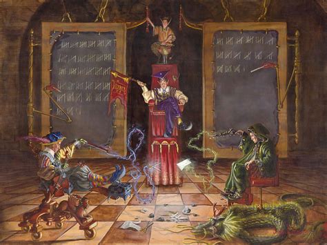 Dual Wizards Duel Painting By Jeff Brimley Fine Arts Posters