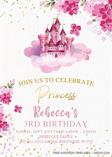 Princess Castle Invitation Templates Editable With Microsoft Word