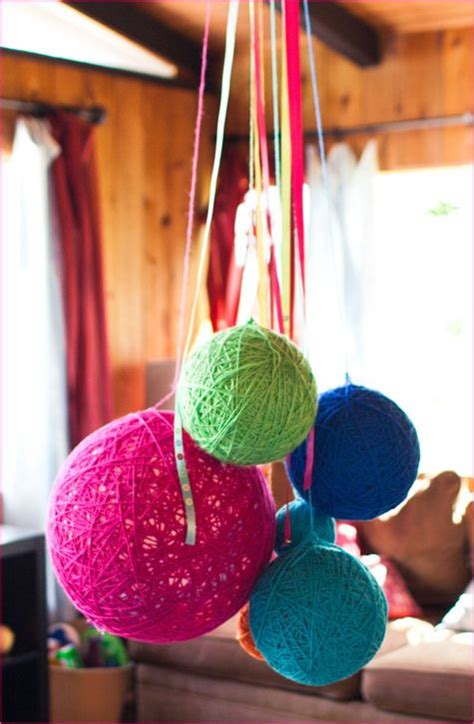 Yarn Ball Hanging Decor Doing This Above Lucys Bed But With The