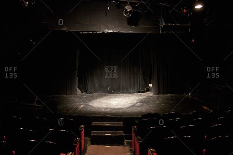 Empty Stage Lit By A Spotlight In A Small Theater Stock Photo Offset