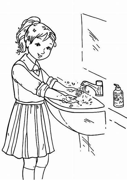 Coloring Washing Hand Pages Hands Wash Healthy