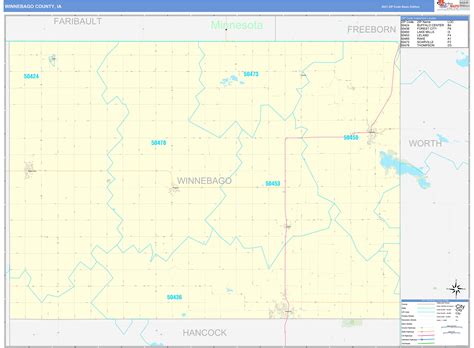Winnebago County Ia Zip Code Wall Map Basic Style By Marketmaps Mapsales