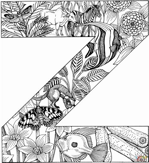 Letter Z Coloring Sheet Fresh Letter Z With Animals Coloring Page In