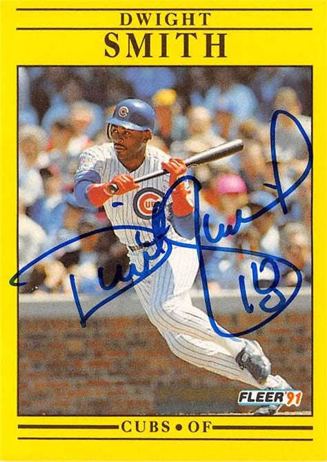 Dwight Smith Autographed Baseball Card Chicago Cubs 1991 Fleer 432