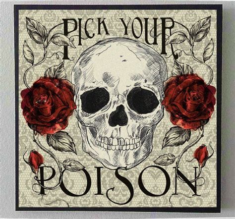 Pick Your Poison Skull Art Halloween Skull Plaque Halloween Etsy