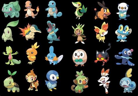 All Starter Pokemon Trios From Gen 1 4 Left To Gen 5 8 Right