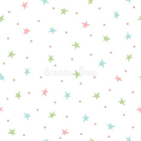 Cute Seamless Pattern With Scattered Small Stars And Dots Stock Vector