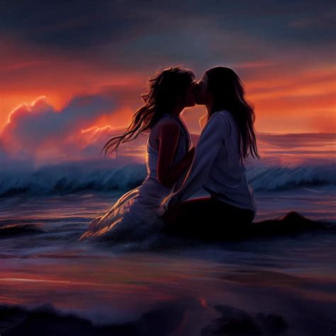 Two Beautiful Lesbian Women Kissing On A Wild Beach Midjourney OpenArt