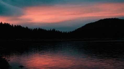 Download Wallpaper 1920x1080 Lake Sunset Horizon