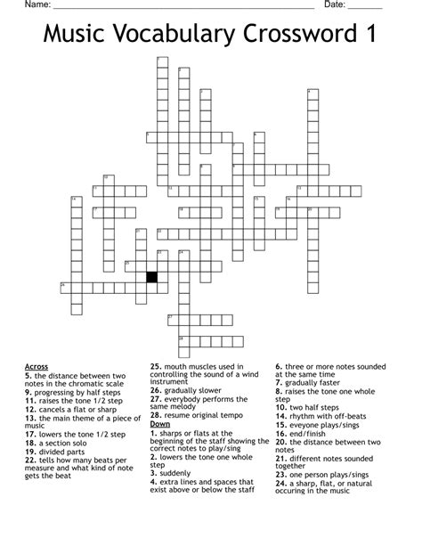 Elements Of Music Crossword Wordmint