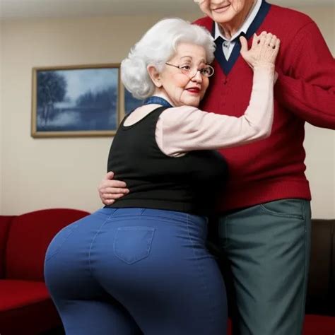 Highest Resolution Photo Granny Showing Her Big Booty Touching Manfriend