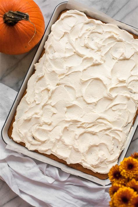 This Easy Gluten Free Pumpkin Sheet Cake With Whipped Cream Frosting Is