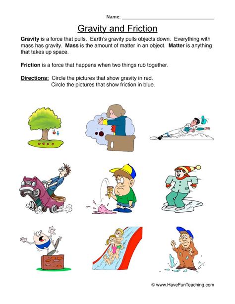 Print our third grade (grade 3) worksheets and activities, or administer them as online tests. Force Worksheet - Gravity or Friction | Have Fun Teaching