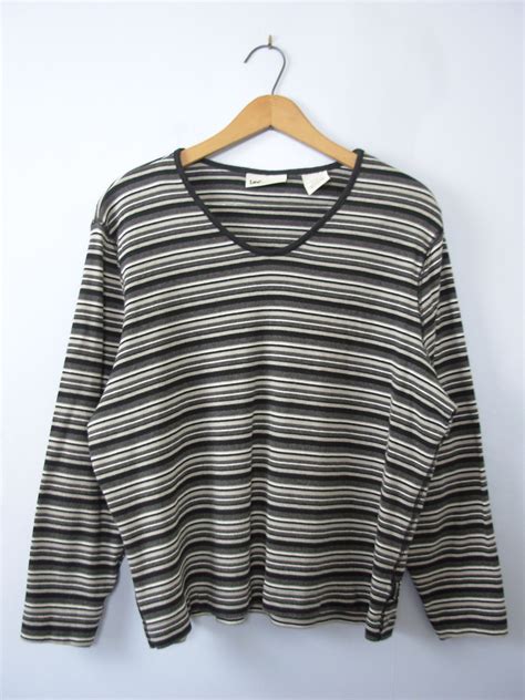 One Vintage 1990 S Grunge Striped Tee Striped Long Sleeved Shirt Women S Size 1x Plus