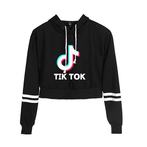 2020 Tik Tok Crop Top Hoodie Women Girls Cropped Sweatshirts Long