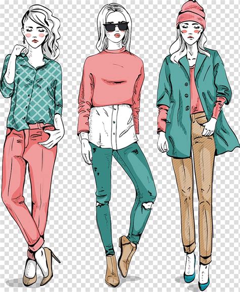 Illustration Of Three Women Fashion Cartoon Drawing Fashion Woman