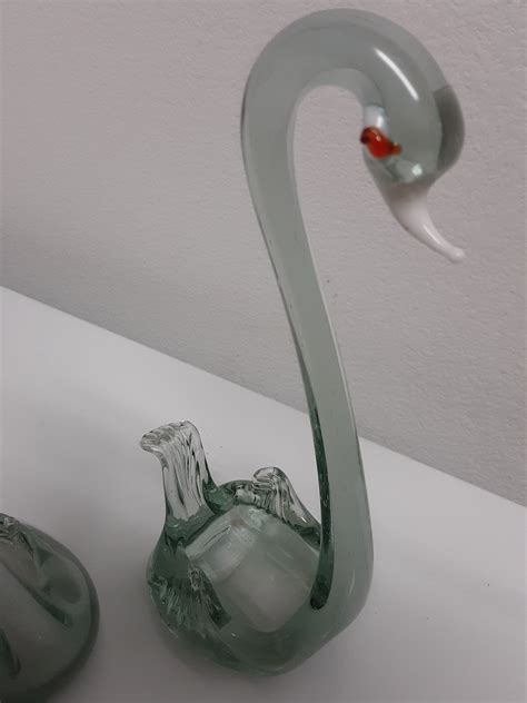 Vintage Murano Glass Swans Pair As Is Art Figurines Bird Etsy