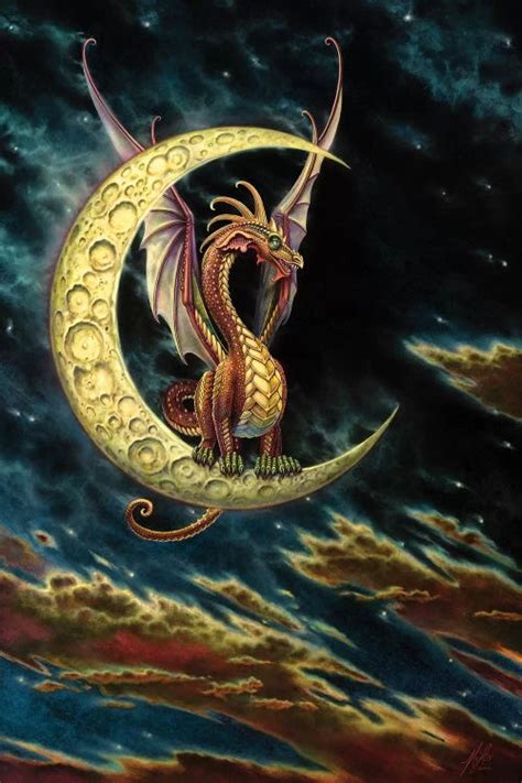 Moon Dragon Canvas Wall Art By Myles Pinkney Icanvas