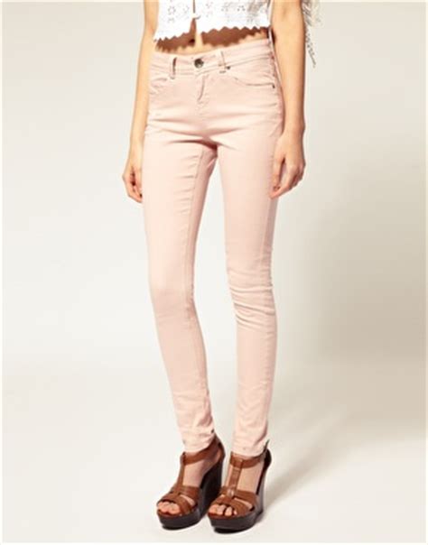 Pink Asos Light Pink Skinny Jeans At Asos