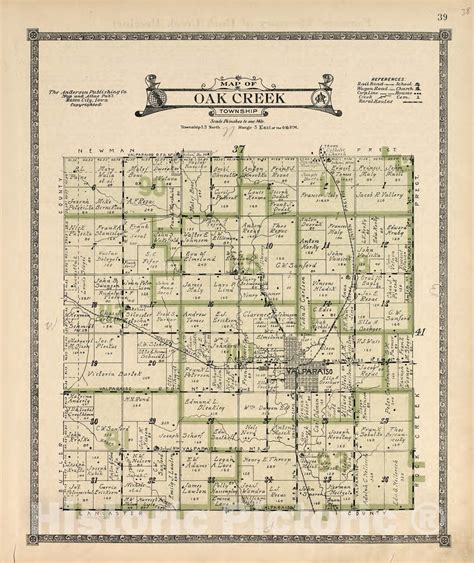 Historic 1916 Map Atlas Of Saunders County Nebraska Map Of Oak Cr