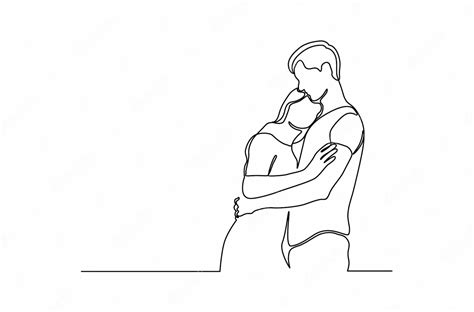 premium vector continuous line drawing of two people hugging each other a couple hugging each