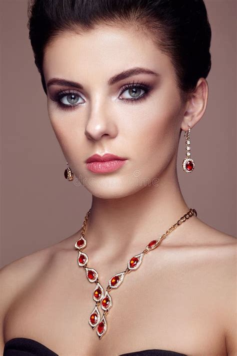 Fashion Portrait Of Young Beautiful Woman With Jewelry Stock Image Image Of Eyebrow Forearms