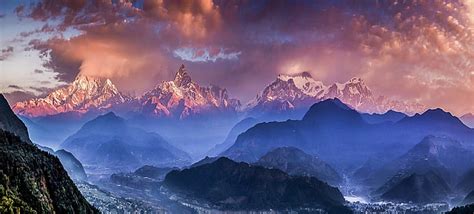Hd Wallpaper Nature Landscape Himalayas Mountain Sunset Scenics