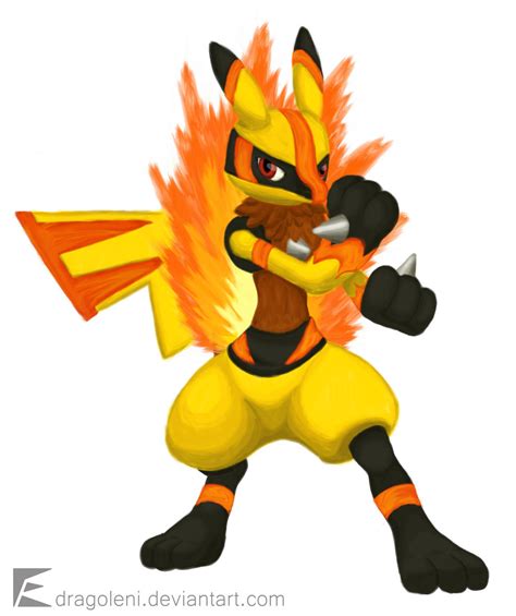 Lucario Pikachu Chimchar Fusion By Dragoleni On Deviantart