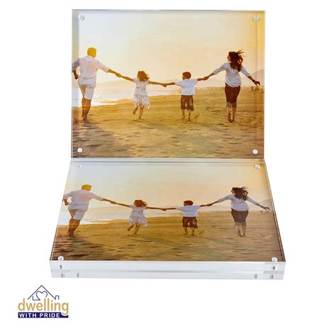 Two Acrylic Picture Frames Magnetic Photo Holder Clear Frame For