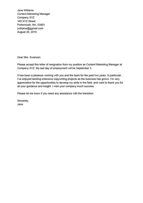 Letter Of Resignation Outline For Your Needs Letter Template Collection