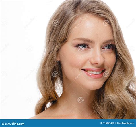Woman Beauty Skin Care Close Up Portrait Blonde Hair Studio On W Stock Photo Image Of Face