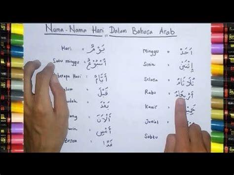 Kosakata Bahasa Arab Nama Nama Hari Dalam Bahasa Arab YouTube