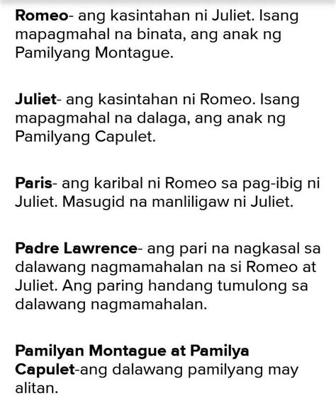 Ibigay Ang Pangunahing Tauhan Sa Akdang Romeo At Juliet At Ipaliwanag