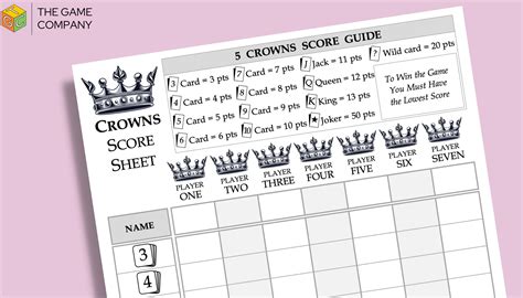 5 Crowns Score Sheet Printable 5 Crowns Score Card A4 Size Etsy