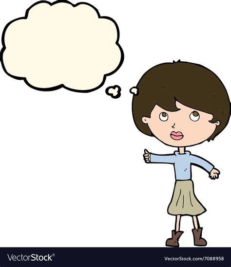 Cartoon Woman Asking Question With Thought Bubble Vector Image