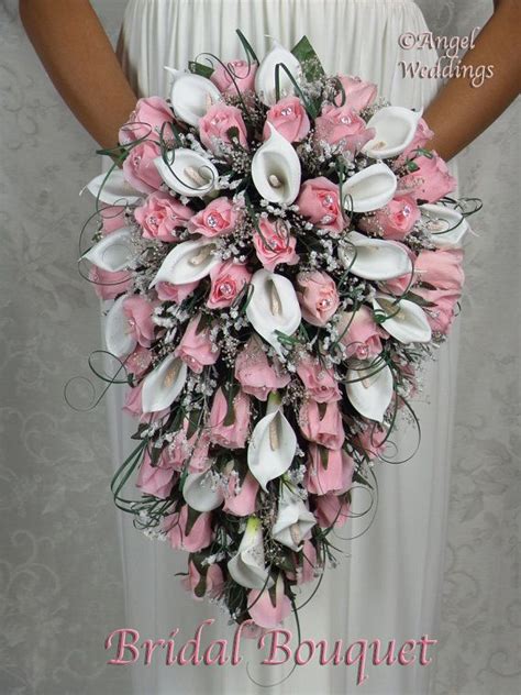 PINK CASCADE Bridal Bouquet Bouquets Rosebuds Calla Lilies Etsy
