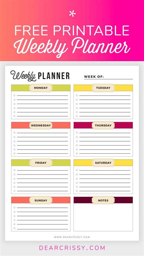 Free Printable Weekly Planner Weekly Planner Printable Free Weekly