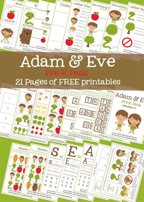 Adam and eve had children (put up two fingers close together). FREE Adam and Eve PreK Pack | Free Homeschool Deals