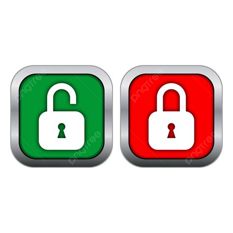 Red Green Lock Unlock Button Design With 3d Style Lock Button Unlock