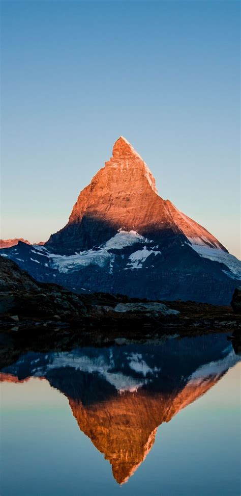 1440x2960 Matterhorn Mountain Glow Sunset Lake Wallpaper