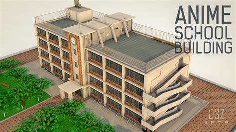 Anime School Building 3d 3d Model Cgtrader