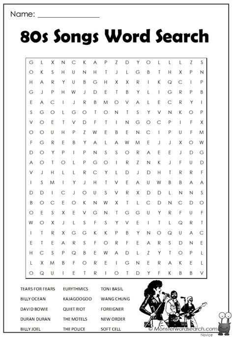 80s Songs Word Search