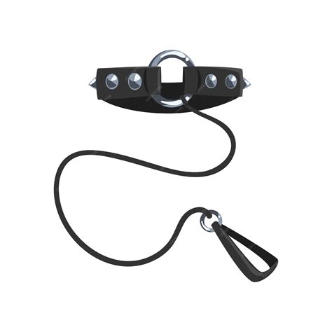 Premium Vector Leather Fetish Collar With Steel Spikes And Leash