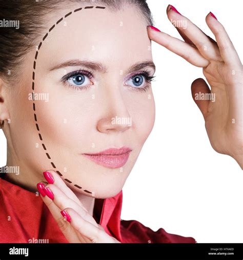 Beautiful Woman With Arrows On Her Face Stock Photo Alamy