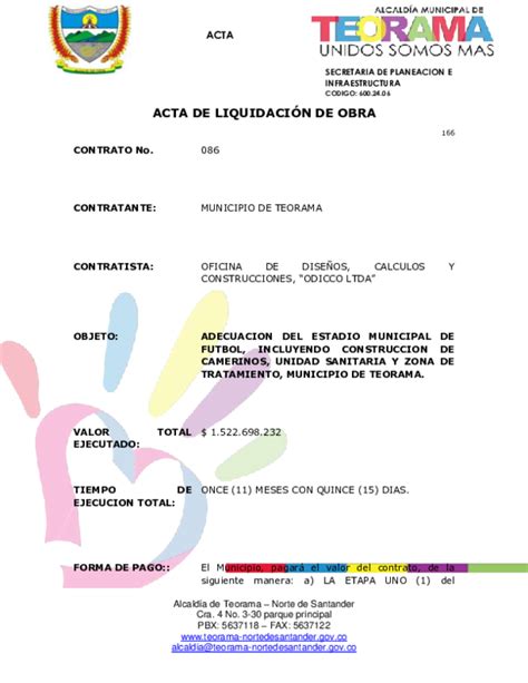 Pdf Acta De LiquidaciÓn De Obra William Humberto Noguera Alvarez